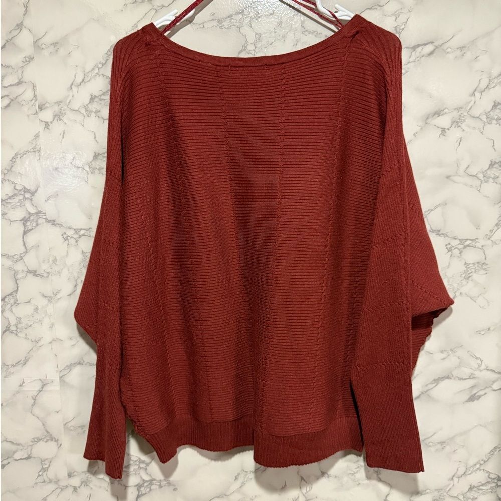 NEW T TAHARI RIBBED DOLMAN SLEEVE SWEATER IN EARTHEN RED 2X - Picture 8 of 8